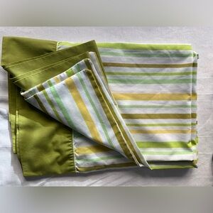 2 Vtg Pillowcases Percale Avocado Green Striped  Retro Full Queen